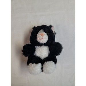 Teddy Kompaniet Black‎ White Cat Plush Bastad Sweden Stuffed Animal Toy 6 Inches